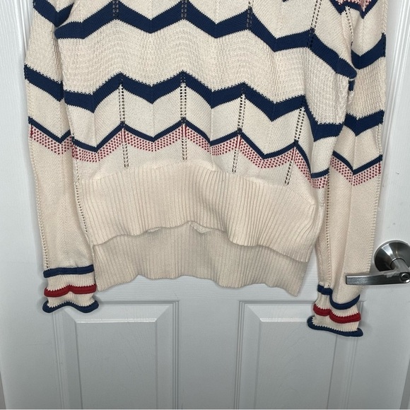 Veronica Beard Kindling Chevron Striped Pointelle Sweater (As Seen on TV) M - Picture 7 of 15